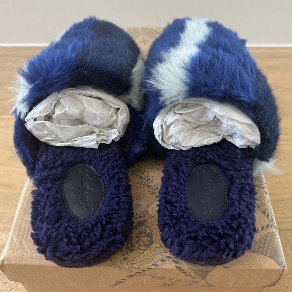 Free People Blue and Black Fur Slippers - Picture 4 of 12